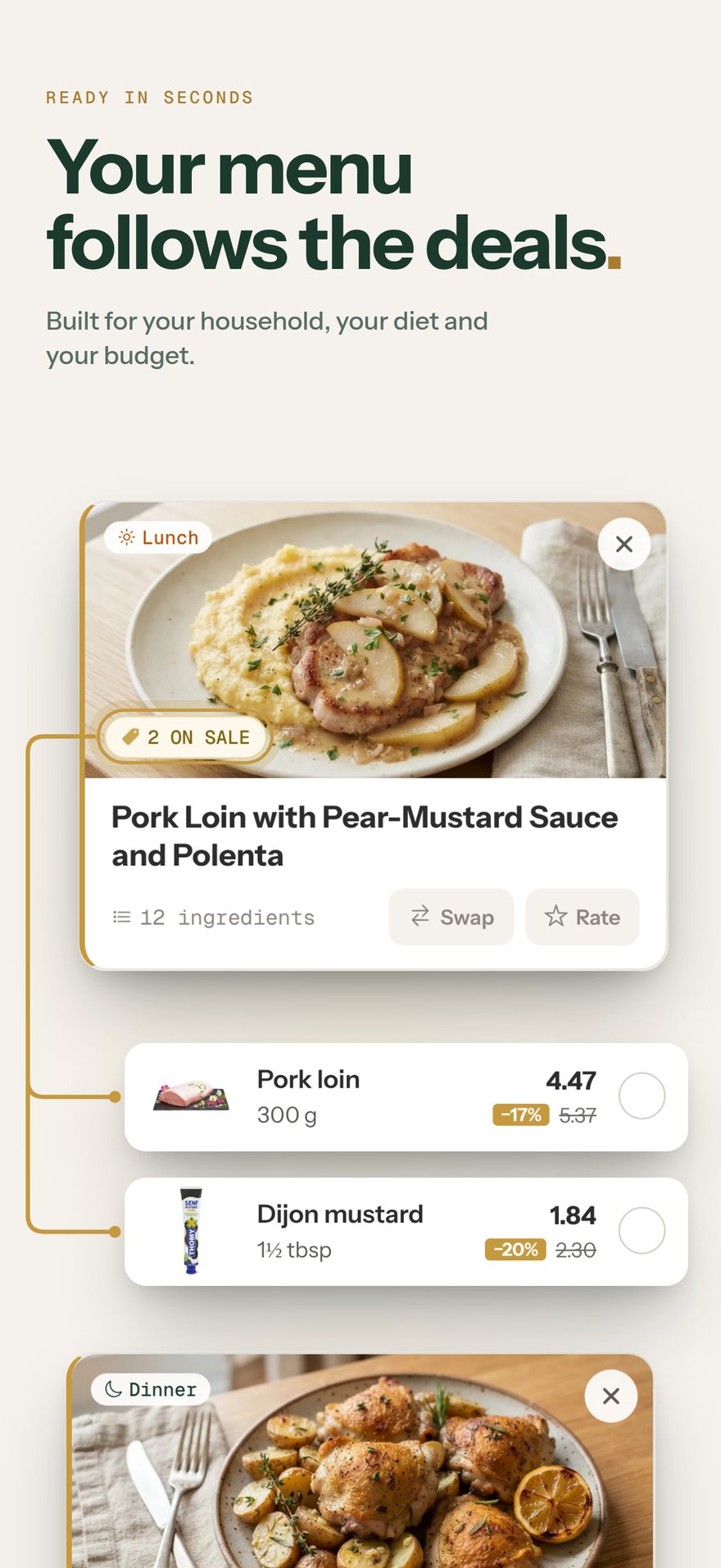 Menu of the week: Your menu follows the deals.