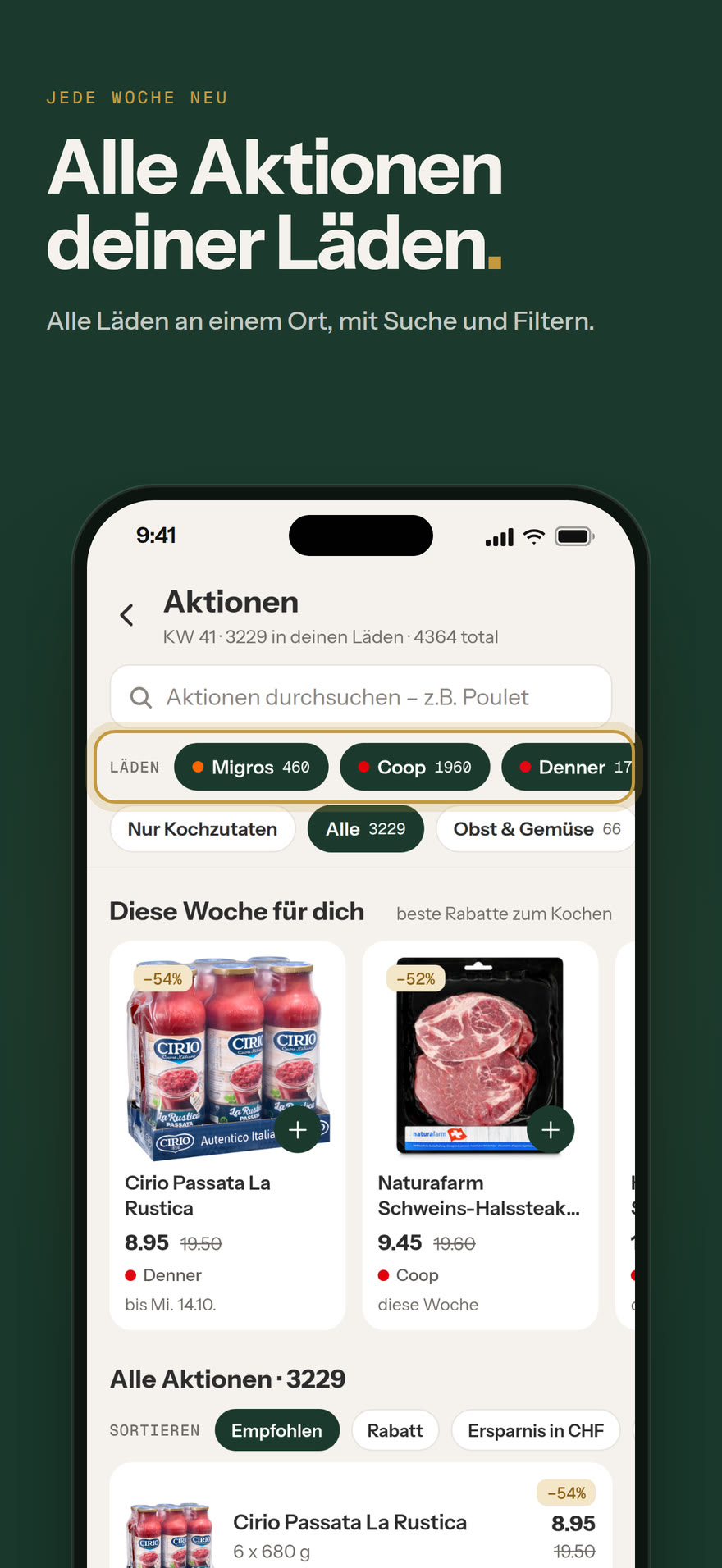 Aktionen: Alle Aktionen deiner Läden.