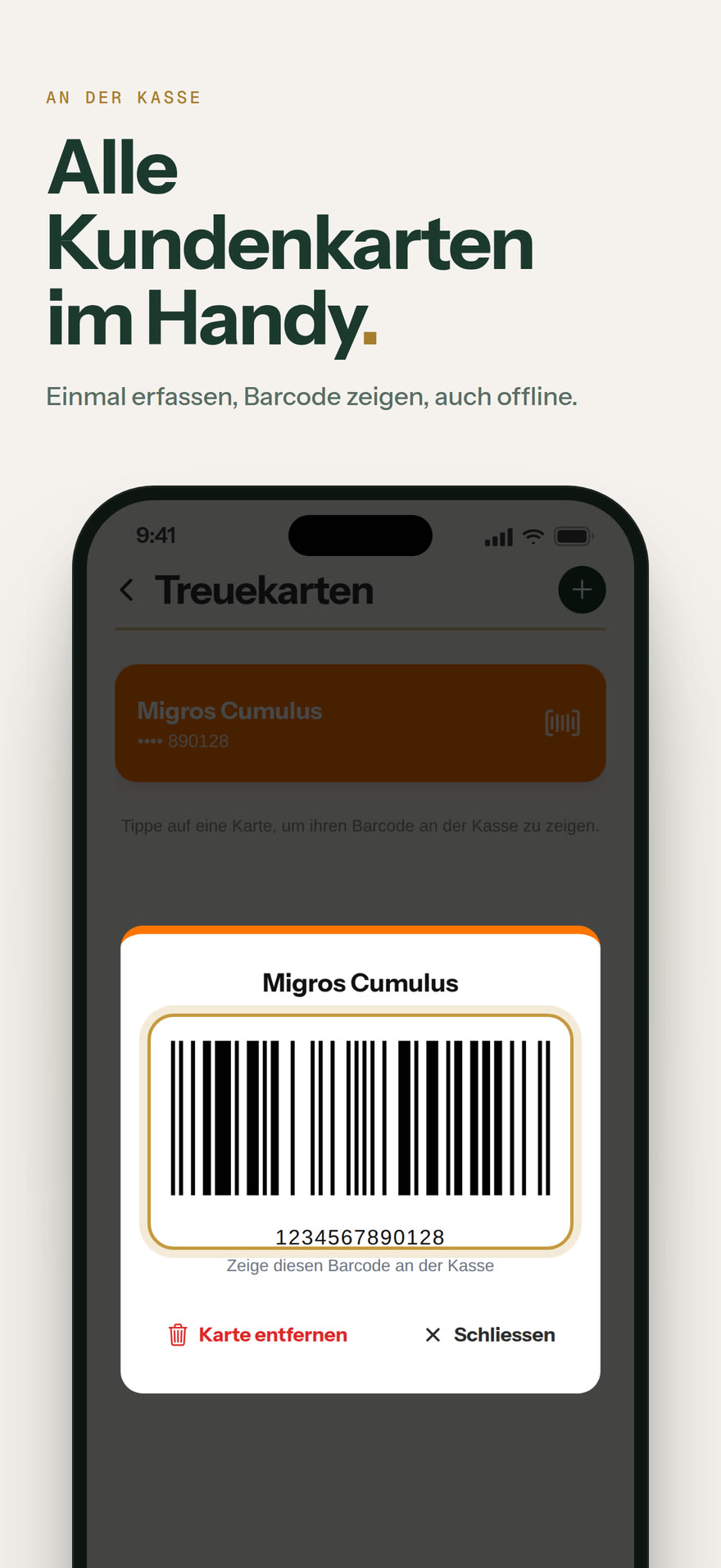 Kundenkarte an der Kasse: Alle Kundenkarten im Handy.