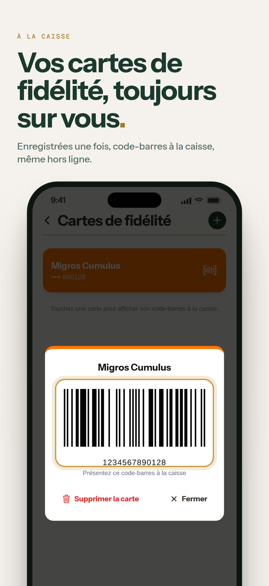 Carte de fidélité à la caisse : Vos cartes de fidélité, toujours sur vous.