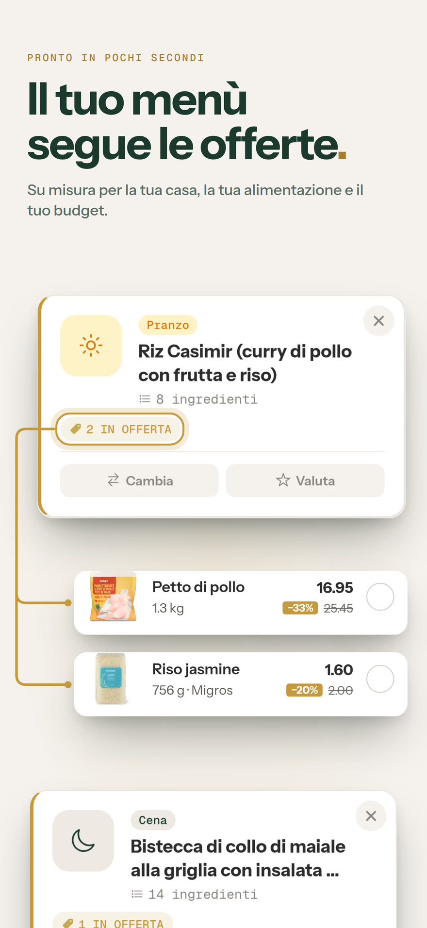Menù della settimana: Il tuo menù segue le offerte.