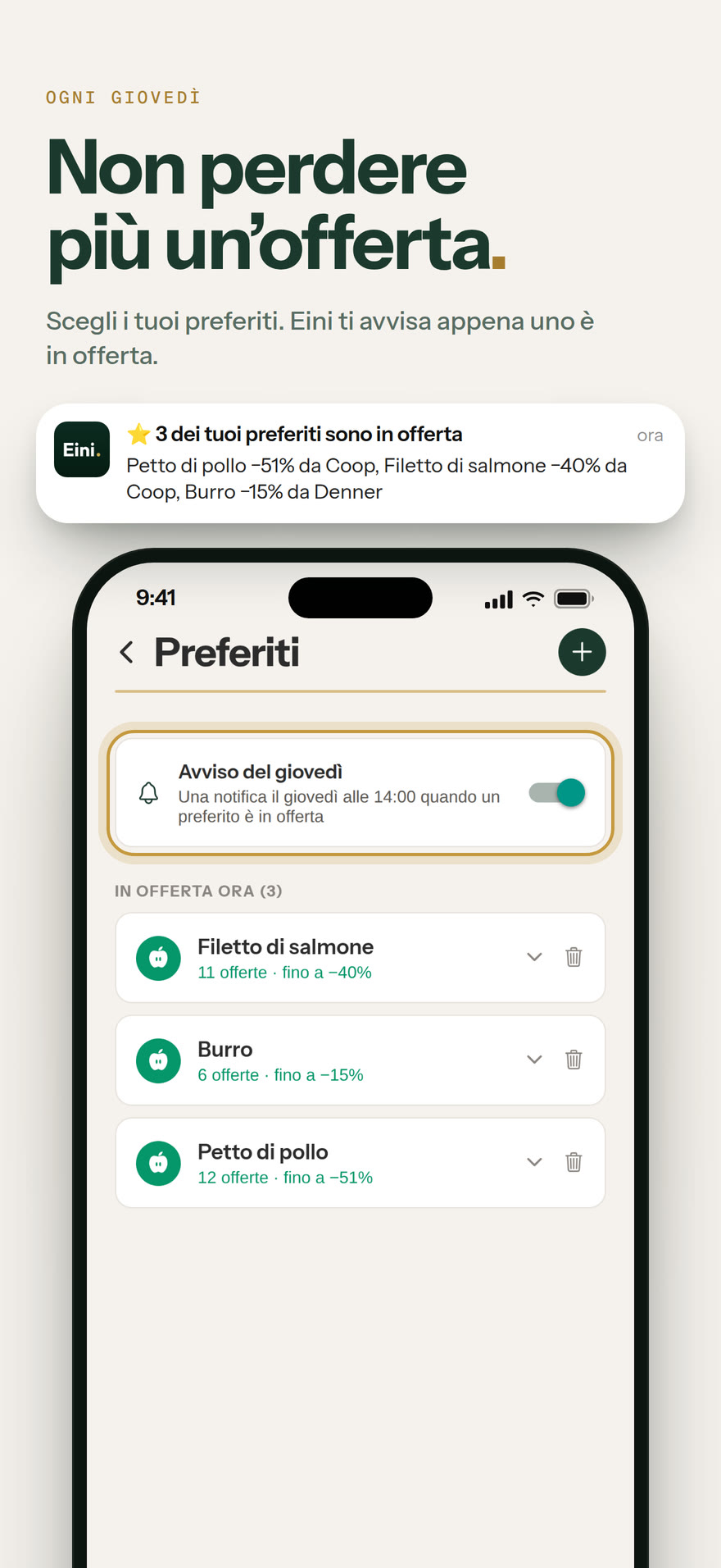 Preferiti: Non perdere più un’offerta.