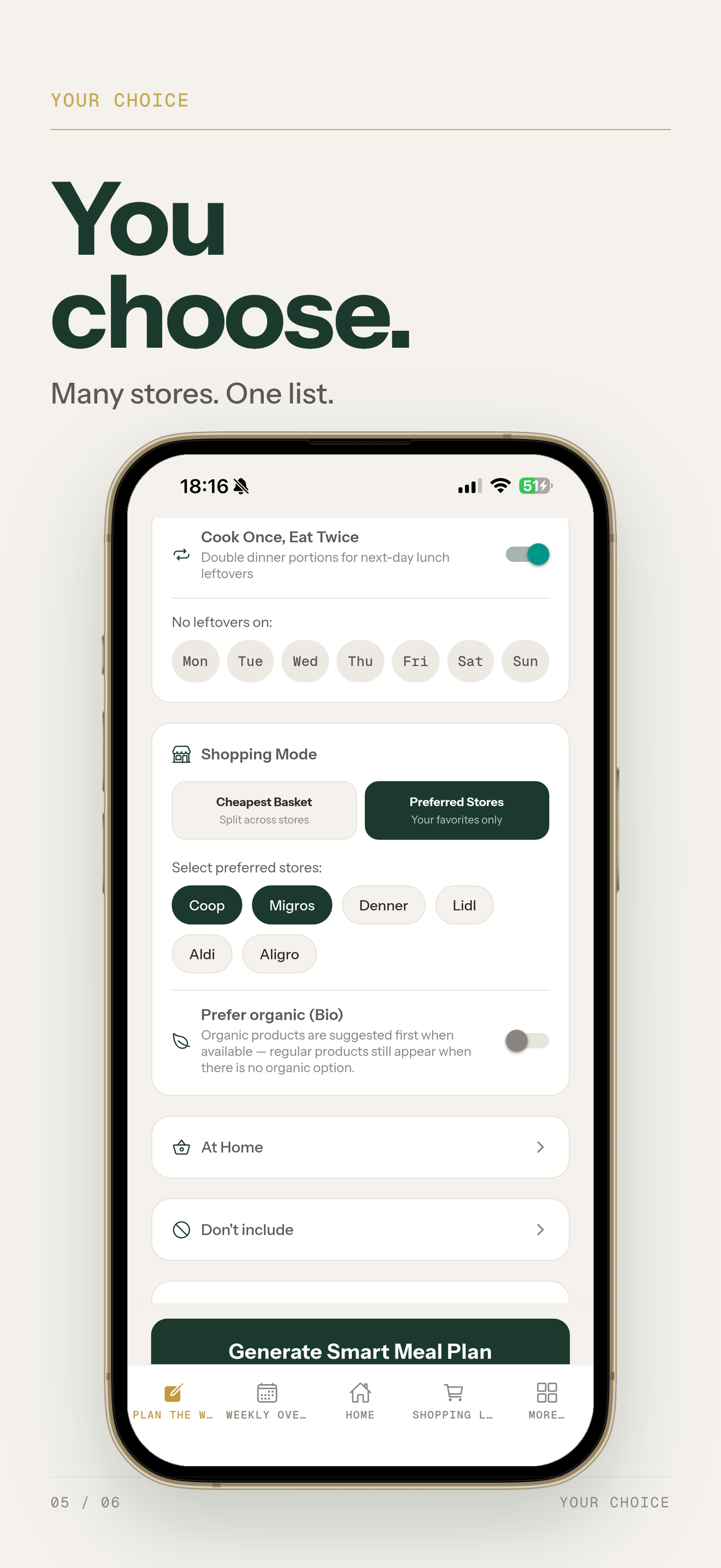 Eini: choose your stores, cheapest basket or preferred stores