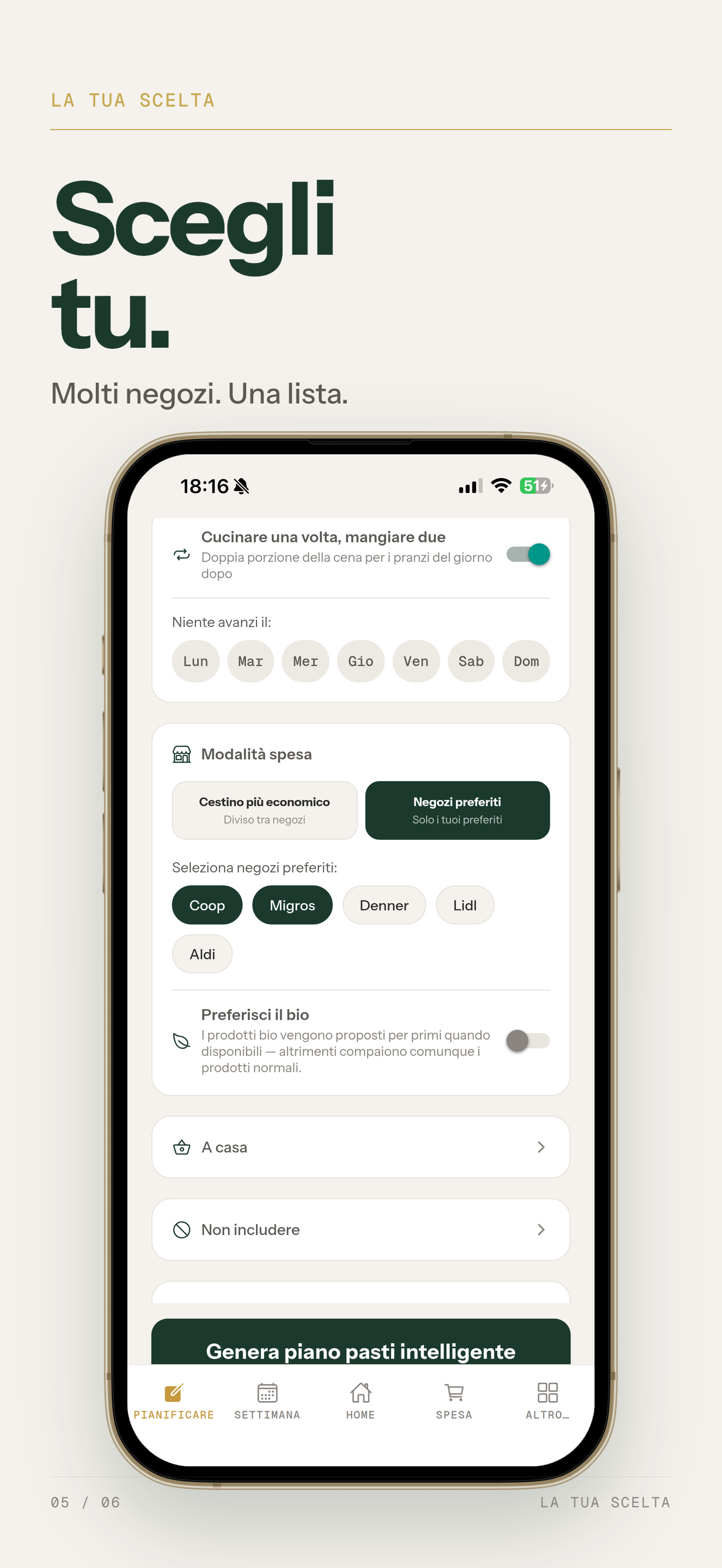 Eini: scegliere i negozi, carrello più economico o negozi preferiti